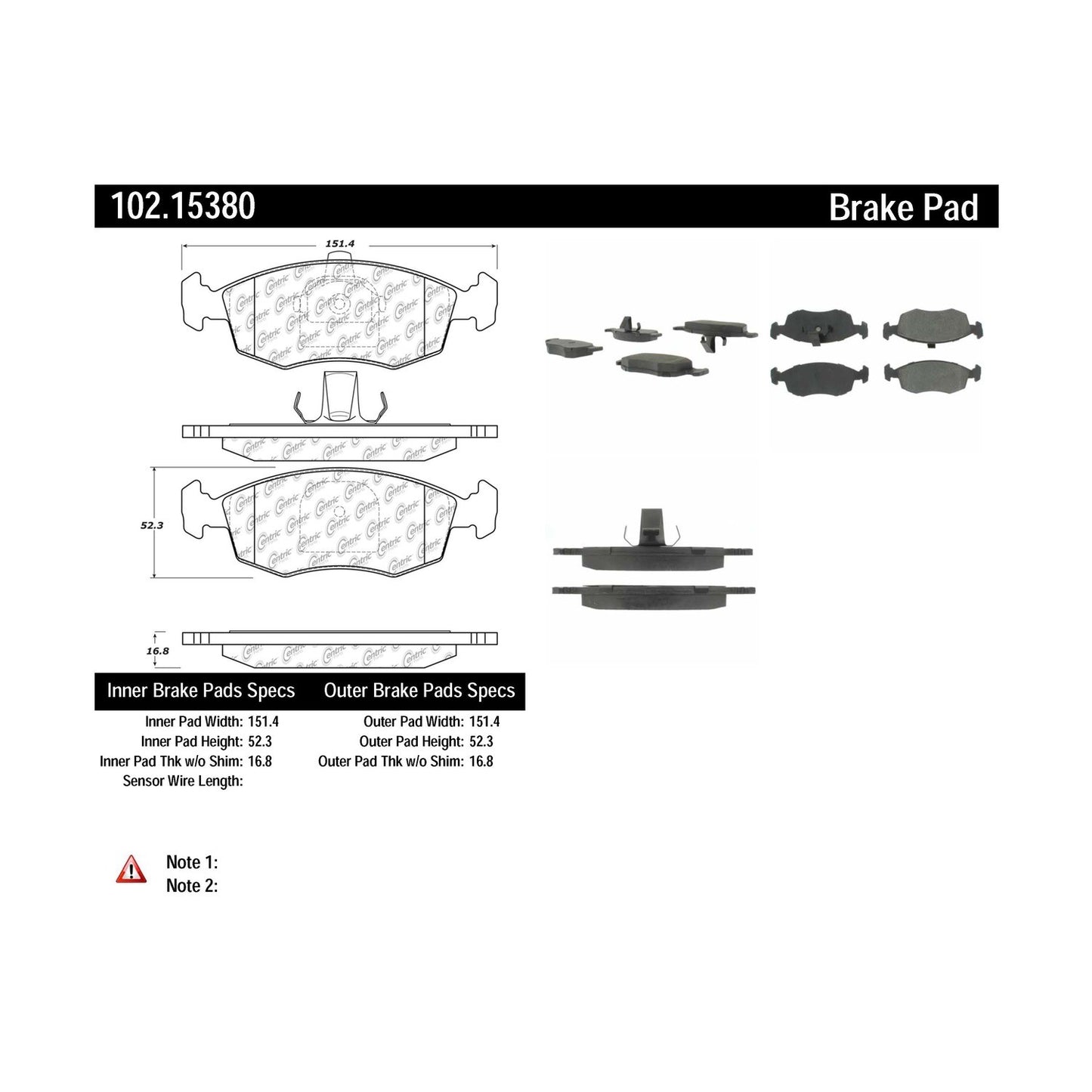 Centric Parts Disc Brake Pad Set Semi-Metallic with Shims for 2015-2018 Dodge Vision 102.15380