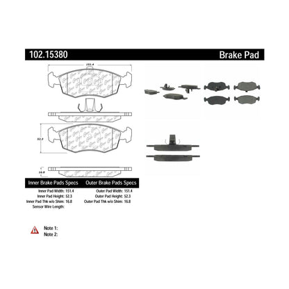Centric Parts Disc Brake Pad Set Semi-Metallic with Shims for 2015-2018 Dodge Vision 102.15380