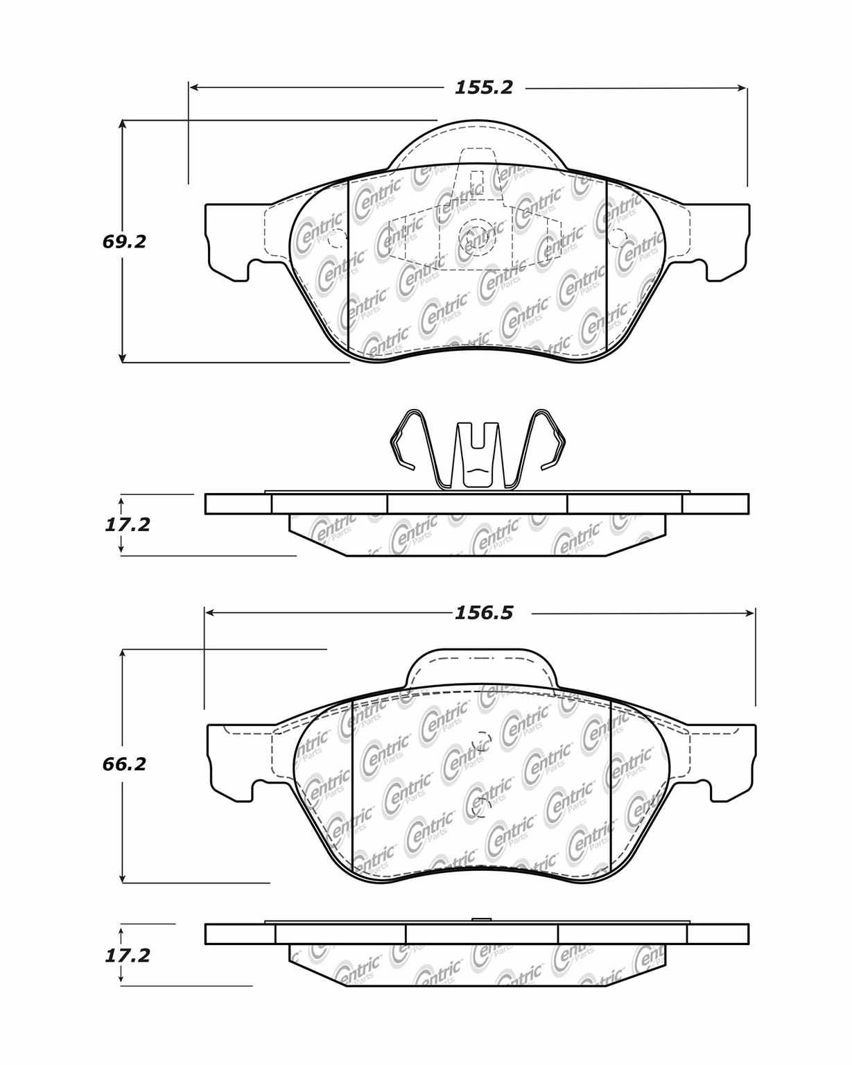 Centric Parts Disc Brake Pad Set Semi-Metallic with Shims for 2005-2008 Renault Megane 102.15420
