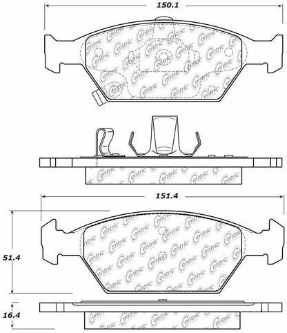 Centric Parts Disc Brake Pad Set Semi-Metallic with Shims for 2010-2014 Honda City 102.15530