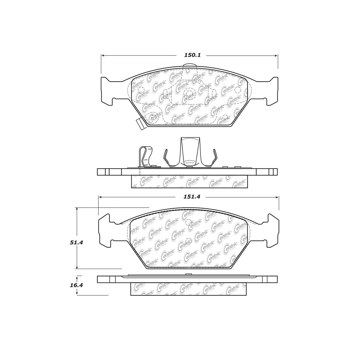 Centric Parts Disc Brake Pad Set Semi-Metallic with Shims for 2010-2014 Honda City 102.15530