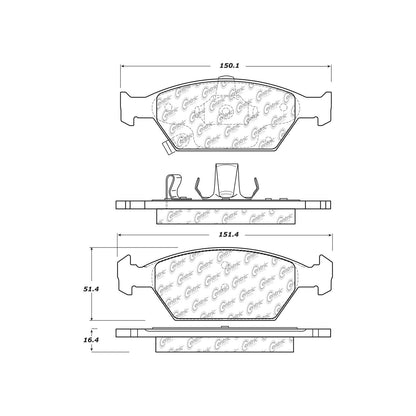 Centric Parts Disc Brake Pad Set Semi-Metallic with Shims for 2010-2014 Honda City 102.15530