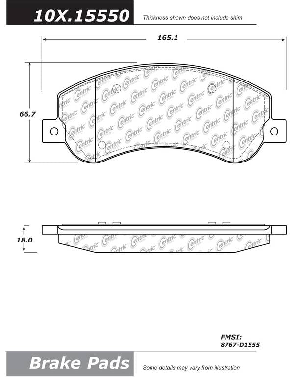 Centric Parts Disc Brake Pad Set Semi-Metallic with Shims for Ford Transit 2013 Volkswagen Amarok 2011-2019 102.15550
