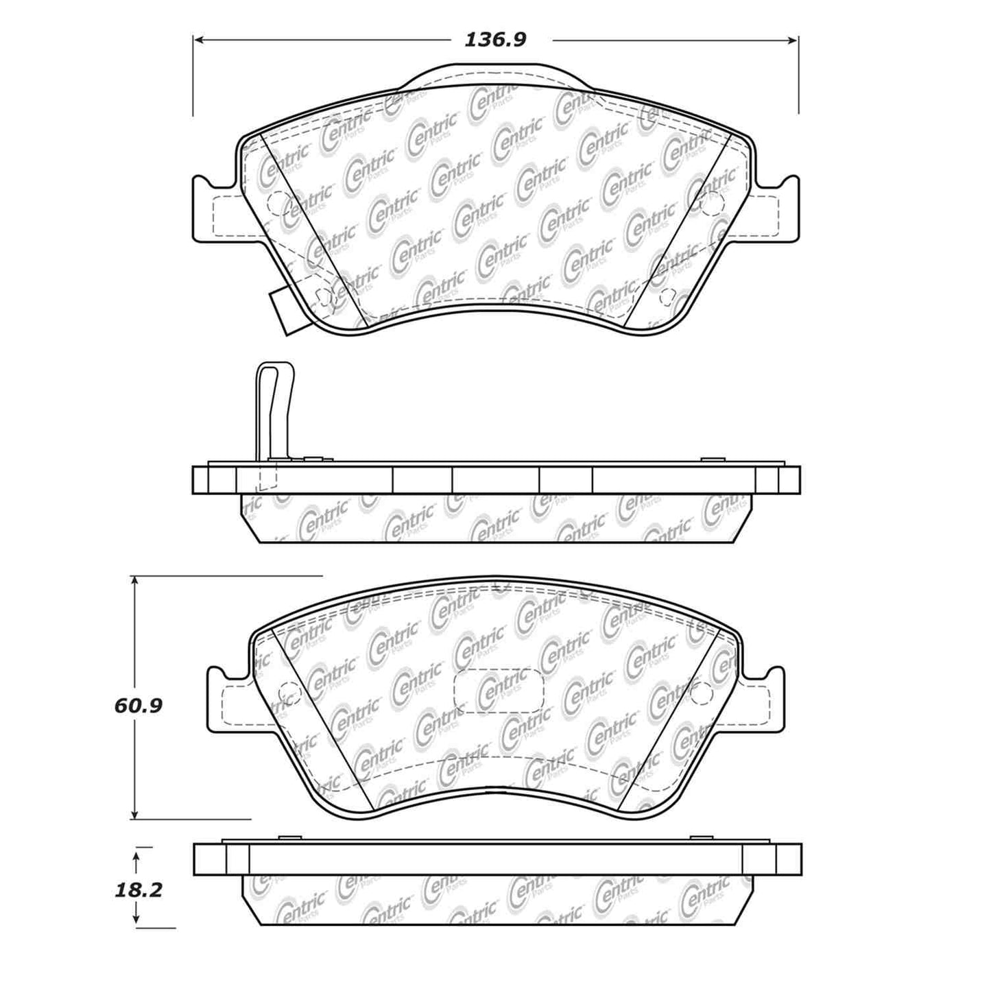 Centric Parts Disc Brake Pad Set Semi-Metallic with Shims for 2009-2014 Toyota Corolla 102.15710