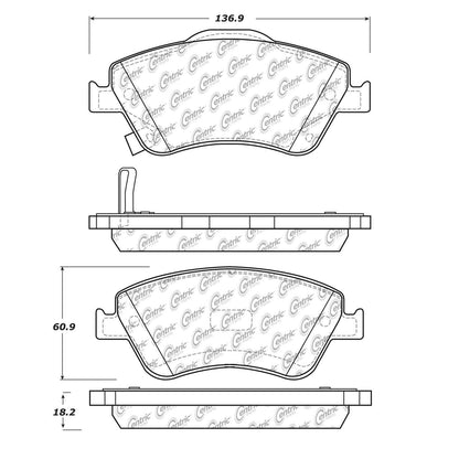 Centric Parts Disc Brake Pad Set Semi-Metallic with Shims for 2009-2014 Toyota Corolla 102.15710