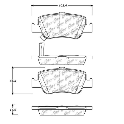 Centric Parts Disc Brake Pad Set Semi-Metallic with Shims for 2009-2014 Toyota Corolla 102.15720