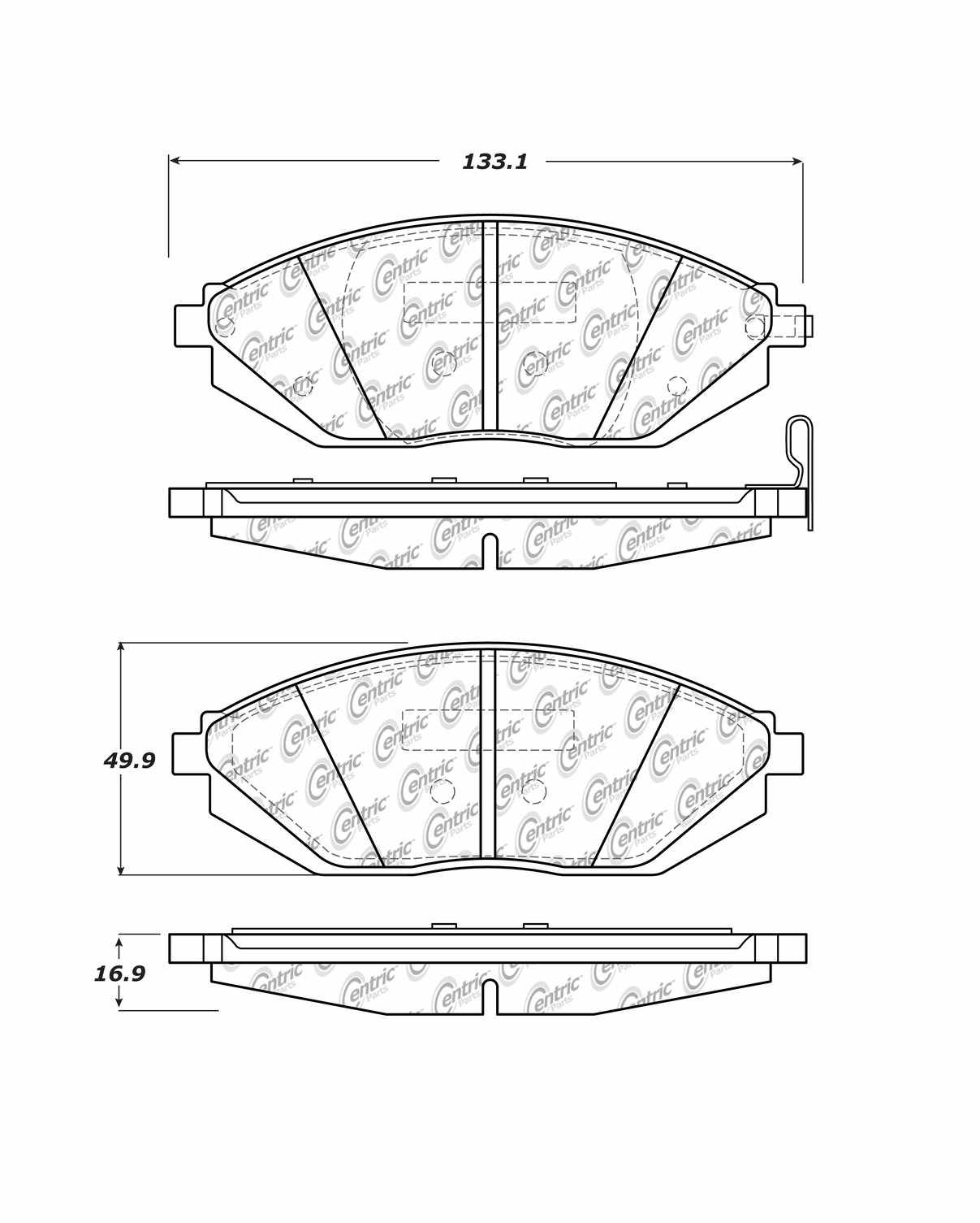 Centric Parts Disc Brake Pad Set Semi-Metallic with Shims for Chevrolet Beat 2020-2018 Sonic 2017-2016 Spark 2016-2011 Spark Classic 2016 102.15900