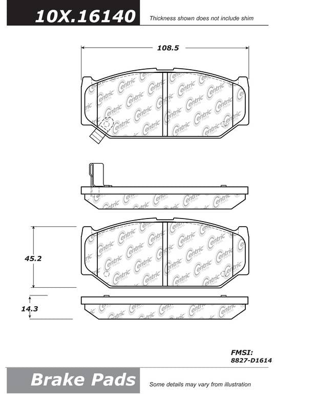 Centric Parts Disc Brake Pad Set with Semi-Metallic compounds for 102.16140
