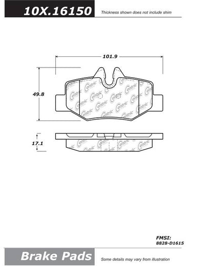 Centric Parts Disc Brake Pad Set Semi-Metallic with Shims for 2009-2014 Mercedes-Benz Viano/Vito 102.16150