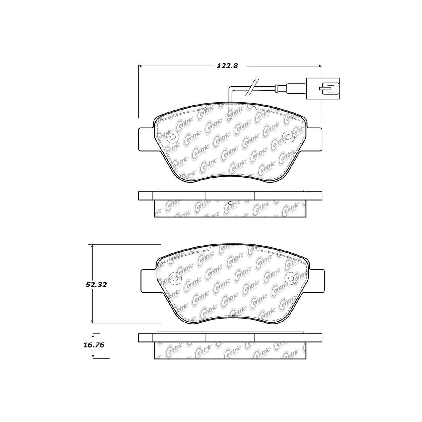 Centric Parts Disc Brake Pad Set Semi-Metallic with Shims for 2009-2010 Fiat 500 102.16160