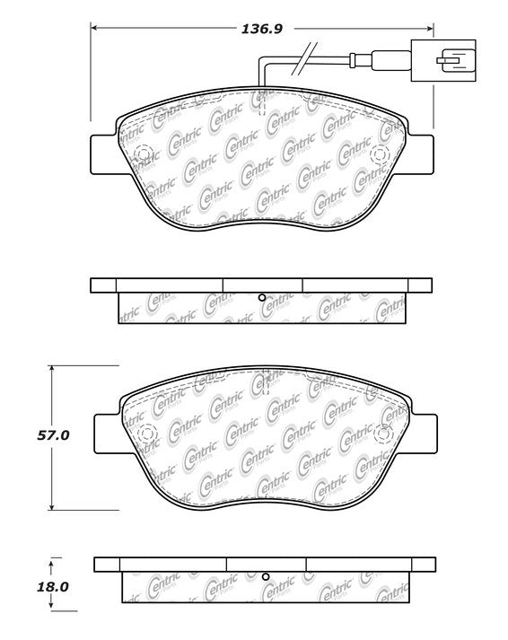 Centric Parts Disc Brake Pad Set Semi-Metallic with Shims for 2011 Fiat Linea 102.16180