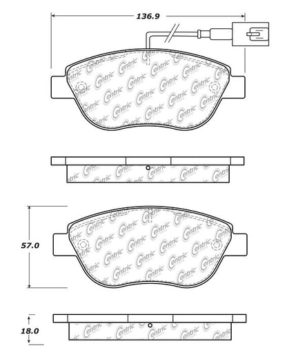 Centric Parts Disc Brake Pad Set Semi-Metallic with Shims for 2011 Fiat Linea 102.16180