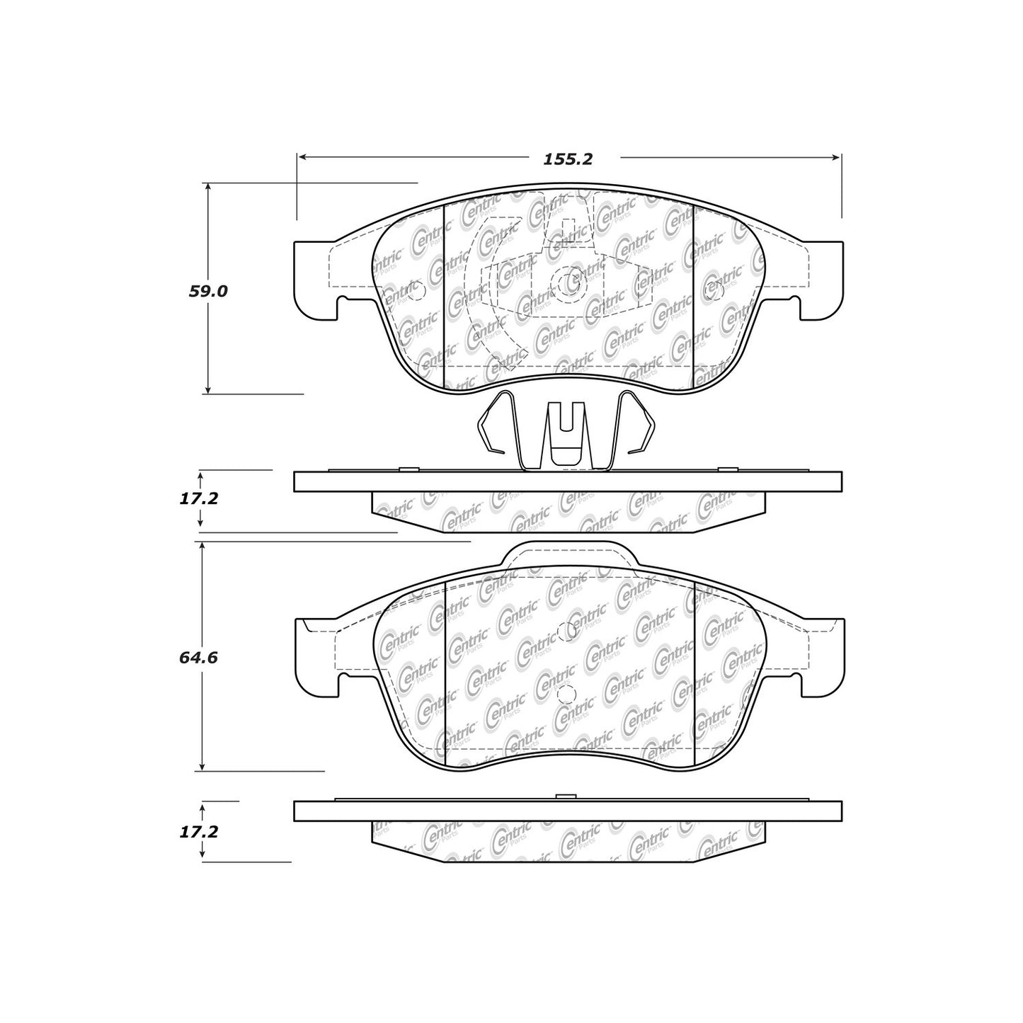Centric Parts Disc Brake Pad Set Semi-Metallic with Shims for 2018 Renault Captur, 2013-2018 Duster, 2011-2015 Fluence, 2019 Oroch 102.16270