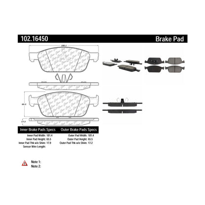 Centric Parts Disc Brake Pad Set Semi-Metallic with Shims for 2013-2018 Ford Focus, 2022 Transit Connect 102.16450