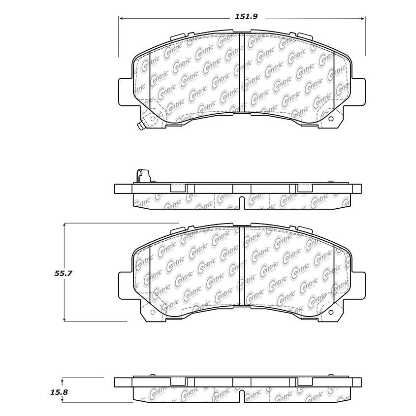 Centric Parts Disc Brake Pad Set Semi-Metallic with Shims for 2013-2016 Chevrolet Colorado S10 Nissan X-Trail 102.16770