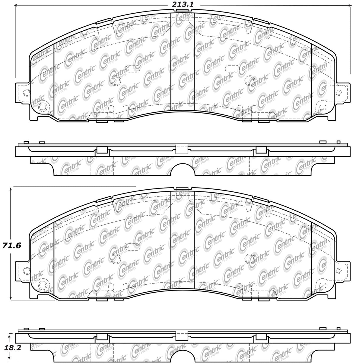 Centric Parts Disc Brake Pad Set Semi-Metallic with Shims for 2021-2012 Ford F-250/F-350 Super Duty, 2016-2013 Ford F-450 102.16800
