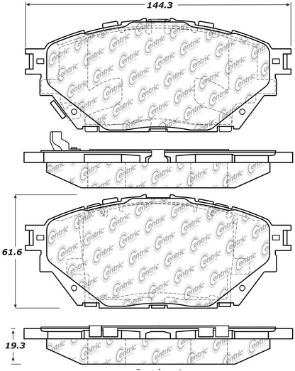 Centric Parts Disc Brake Pad Set Shimmed for Noise Reduction with Semi-Metallic Compounds 102.16820