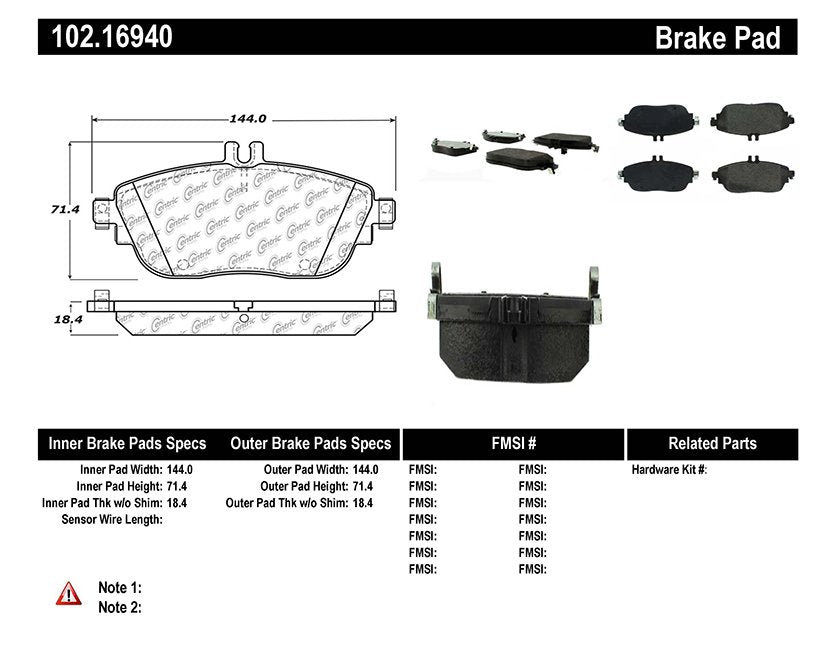 Centric Parts Disc Brake Pad Set Semi-Metallic with Shims for 2012-2020 Mercedes-Benz A180 A200 B180 B250 B250e B Electric Drive CLA45 AMG CLA250 GLA250
