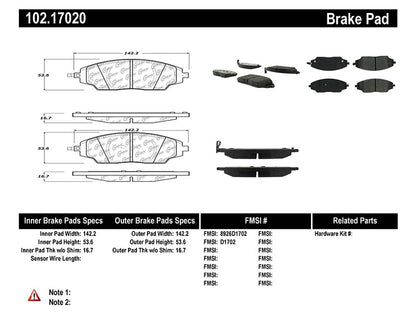 Centric Parts Disc Brake Pad Set Semi-Metallic with Shims for 2012-2015 Chevrolet Sonic 102.17020