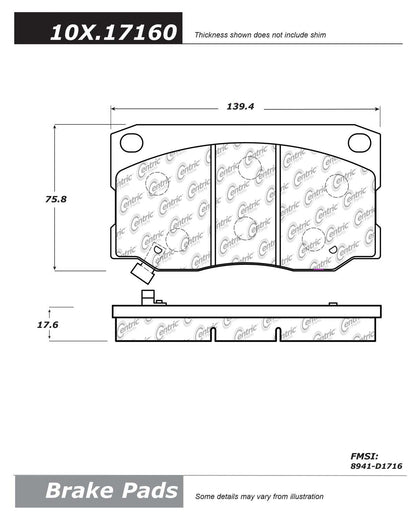 Centric Parts Disc Brake Pad Set Semi-Metallic with Shims 102.17160