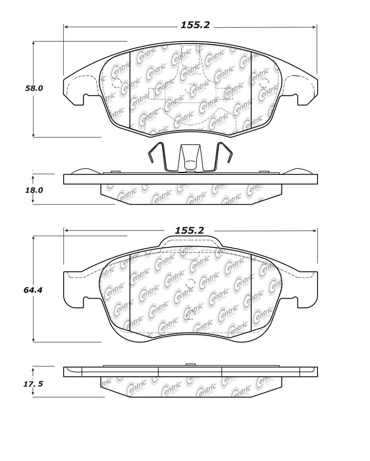 Centric Parts Disc Brake Pad Set Semi-Metallic with Shims for 2013-2017 Peugeot Partner 102.17170