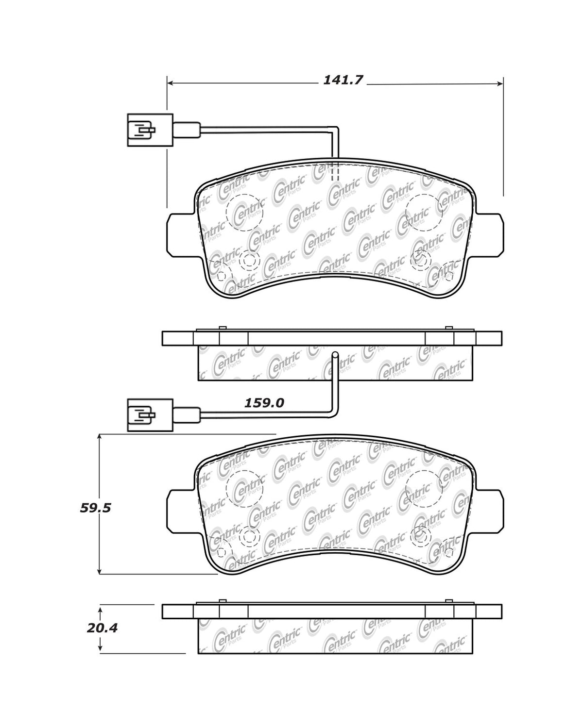 Centric Parts Disc Brake Pad Set Semi-Metallic with Shims for 2015-2017 Fiat Ducato, 2014-2020 Ram ProMaster 1500/2500/3500, 2017-2019 ProMaster Rapid 102.17461