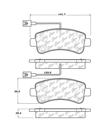 Centric Parts Disc Brake Pad Set Semi-Metallic with Shims for 2015-2017 Fiat Ducato, 2014-2020 Ram ProMaster 1500/2500/3500, 2017-2019 ProMaster Rapid 102.17461