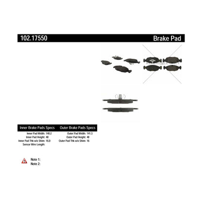 Centric Parts Disc Brake Pad Set Semi-Metallic with Shims for 2011-2012 Chevrolet Chevy 102.17550