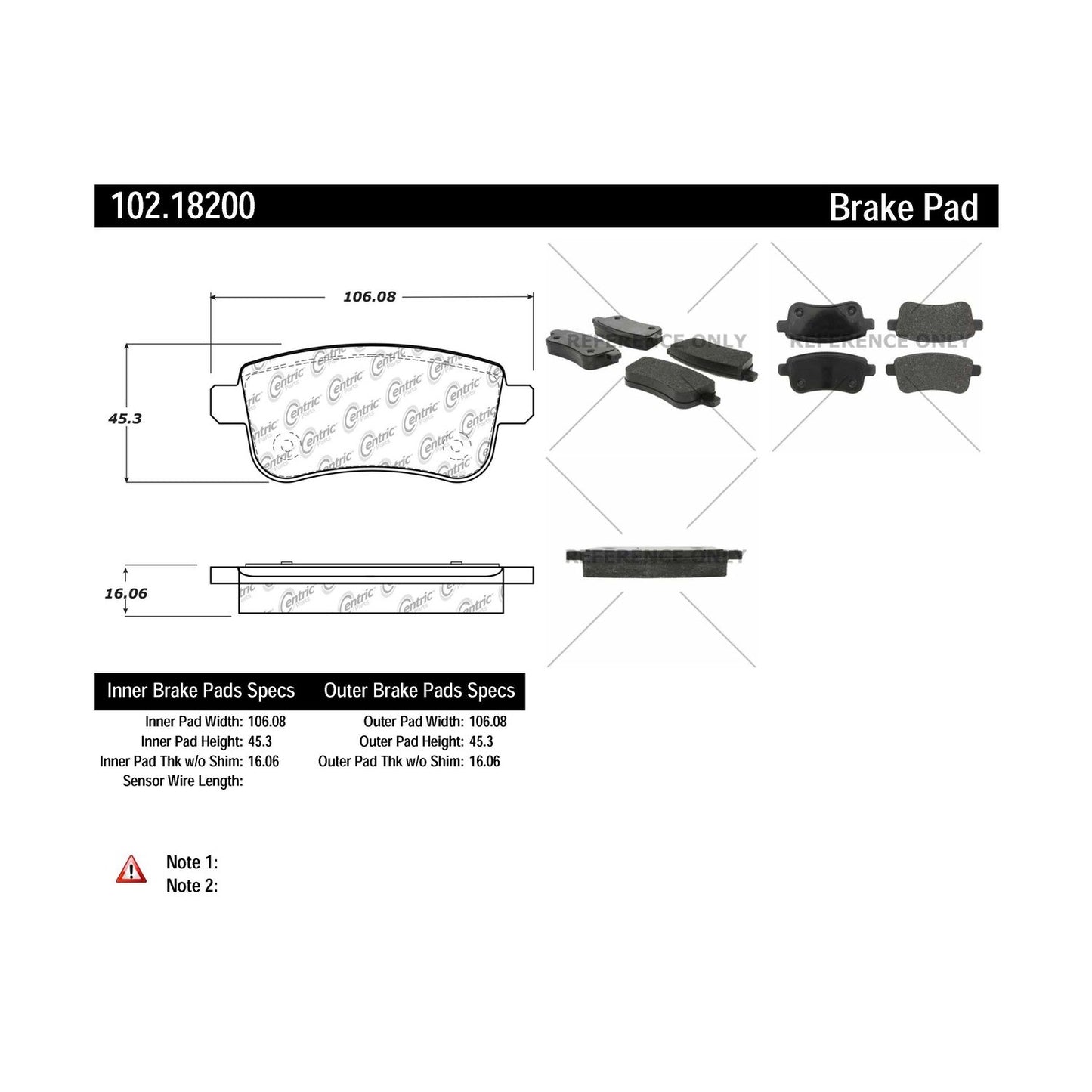 Centric Parts Disc Brake Pad Set Semi-Metallic with Shims for 2011-2015 Renault Fluence 102.18200