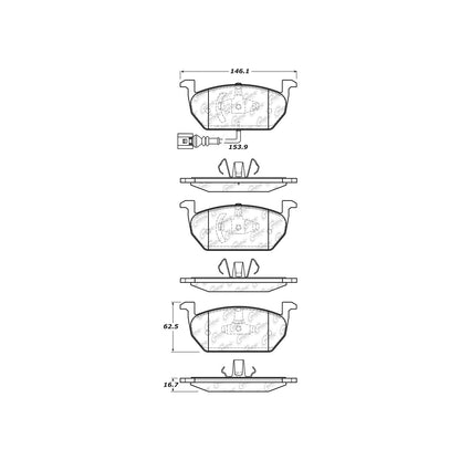 Centric Parts Disc Brake Pad Set Semi-Metallic with Shims for 2014 Audi A3 2017 Seat Leon 2018-2017 Volkswagen Golf 102.19680