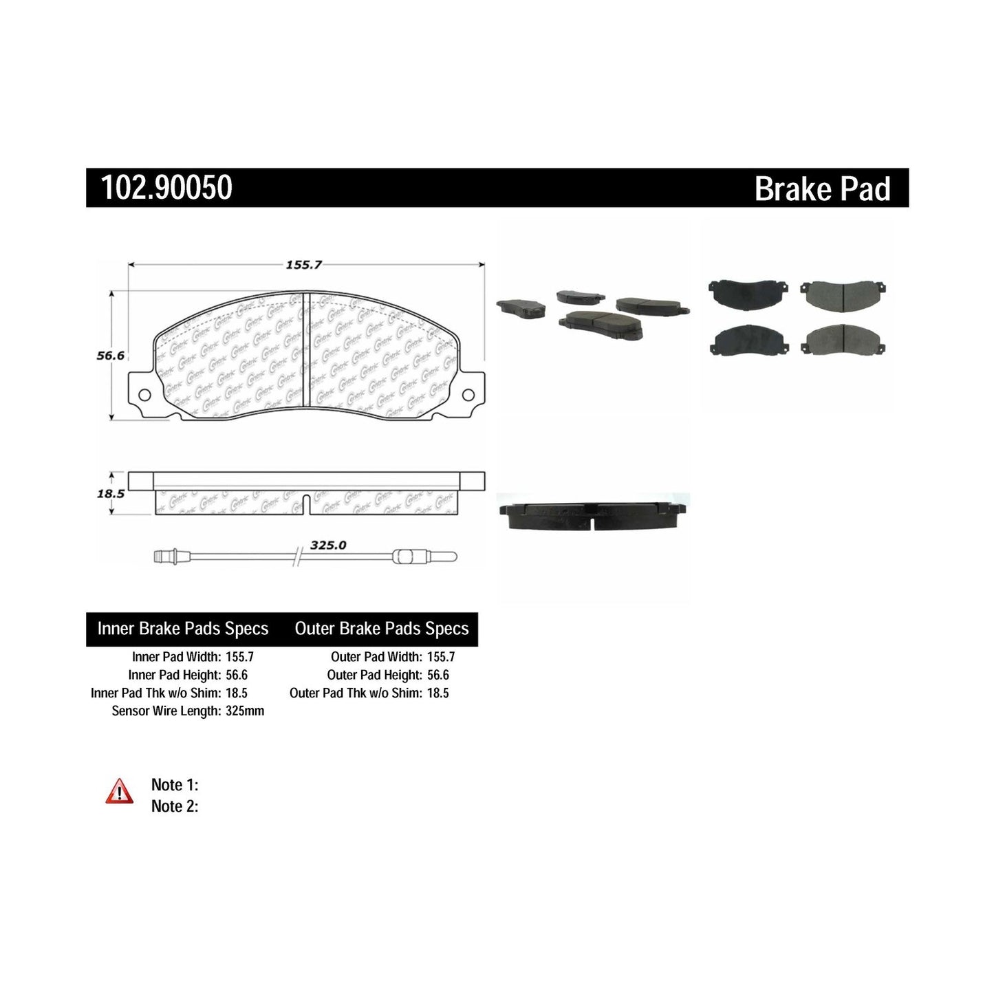 Centric Parts Disc Brake Pad Set Semi-Metallic with Shims 102.90050
