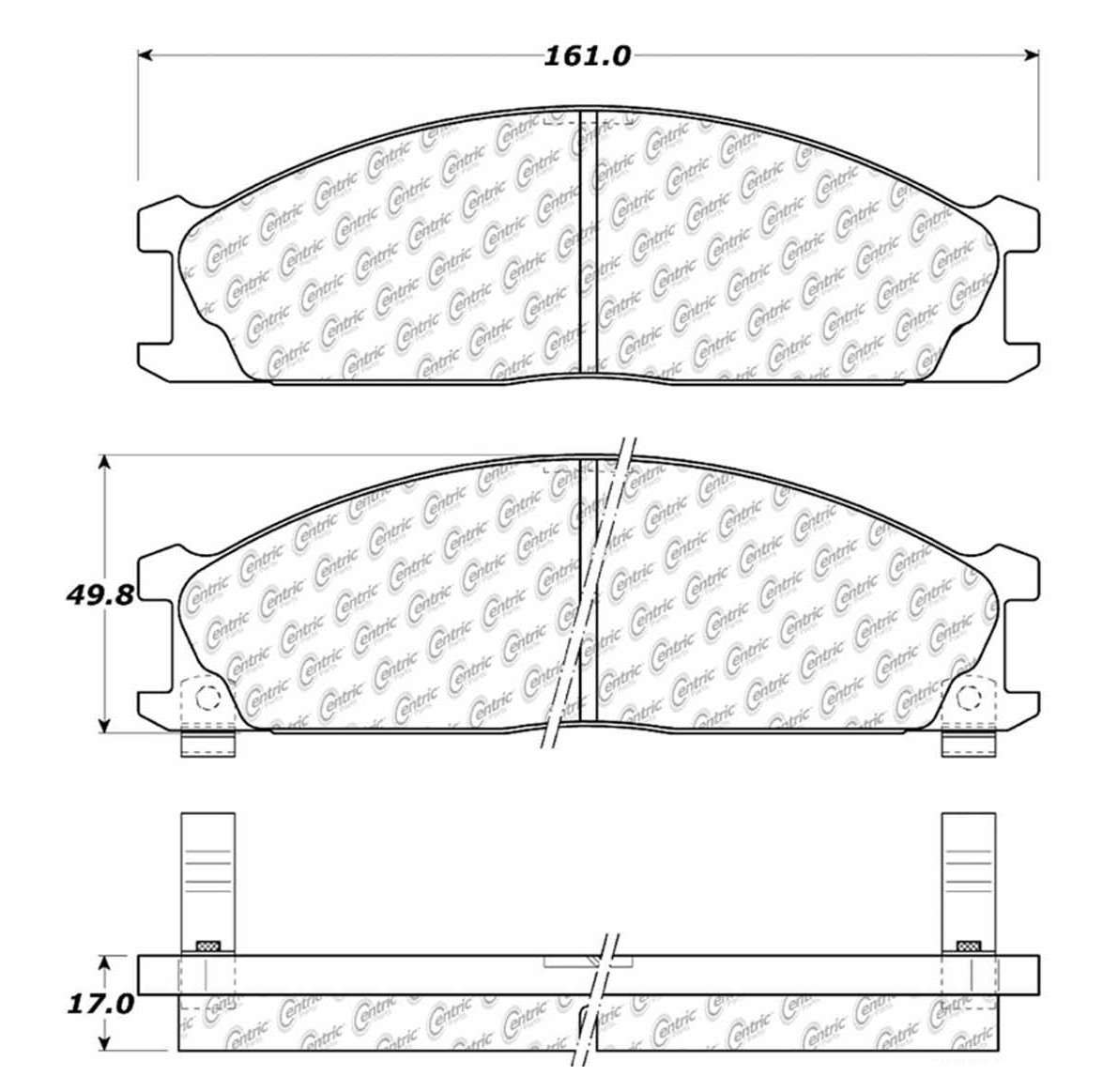 Centric Parts Disc Brake Pad Set Ceramic with Shims for Nissan 720 1986, D21 1994-1986, Frontier 2004-1998, NP300 2016-2009, NP300 Frontier 2017-2016, Pathfinder 1995-1987, Pickup 2004-1995, Urvan 2001-2000, Van 1988-1987, Subaru SVX 1997-1992 103.03330