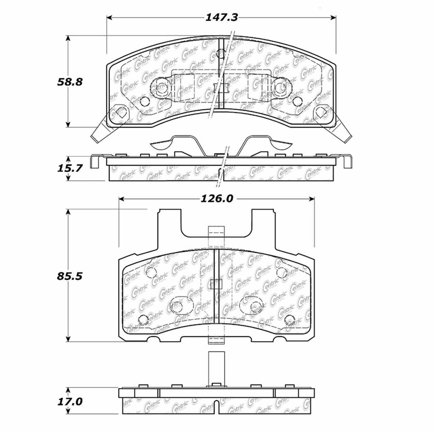 Centric Parts Disc Brake Pad Set Ceramic with Shims for 1994-2002 Chevrolet C1500 Suburban 103.03700