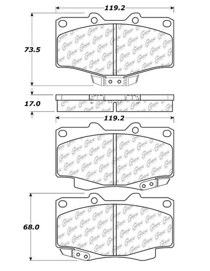 Centric Parts Disc Brake Pad Set Ceramic with Shims for 1996-2002 Toyota 4Runner, 2004-2009 Hilux, 1995-2004 Tacoma 103.04360