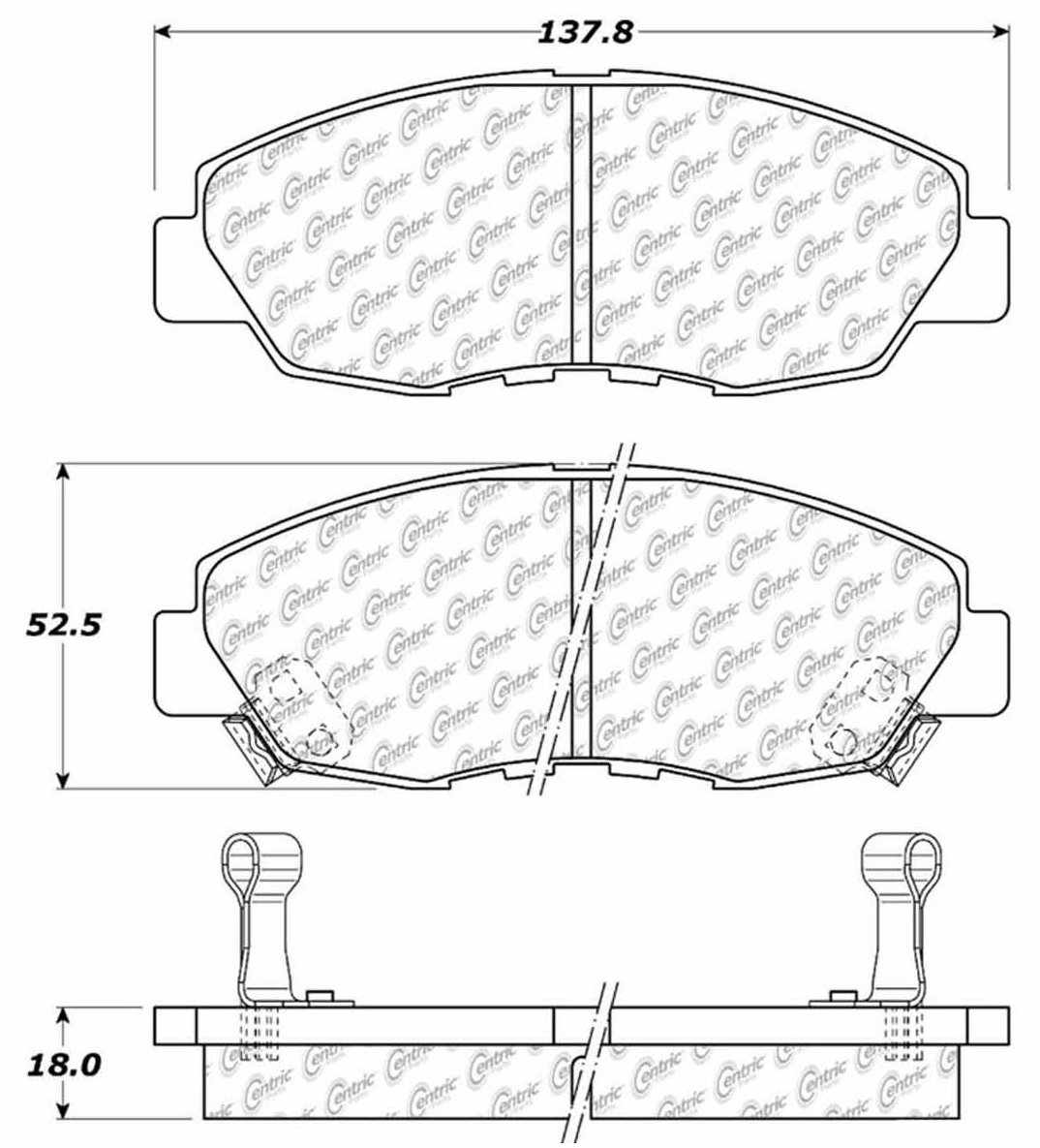 Centric Parts Disc Brake Pad Set C-Tek Ceramic with Shims for 1997-1999 Acura CL 1990-1997 Honda Accord 103.04650