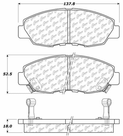 Centric Parts Disc Brake Pad Set C-Tek Ceramic with Shims for 1997-1999 Acura CL 1990-1997 Honda Accord 103.04650