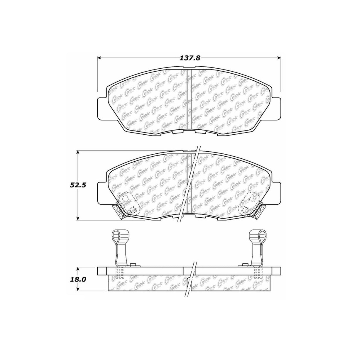 Centric Parts Disc Brake Pad Set C-Tek Ceramic with Shims for 1997-1999 Acura CL 1990-1997 Honda Accord 103.04650