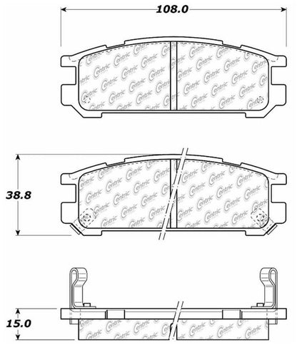 Centric Parts Disc Brake Pad Set Ceramic with Shims for Subaru Impreza 1993‑1998 Legacy 1990‑1999 SVX 1992‑1997 103.04710