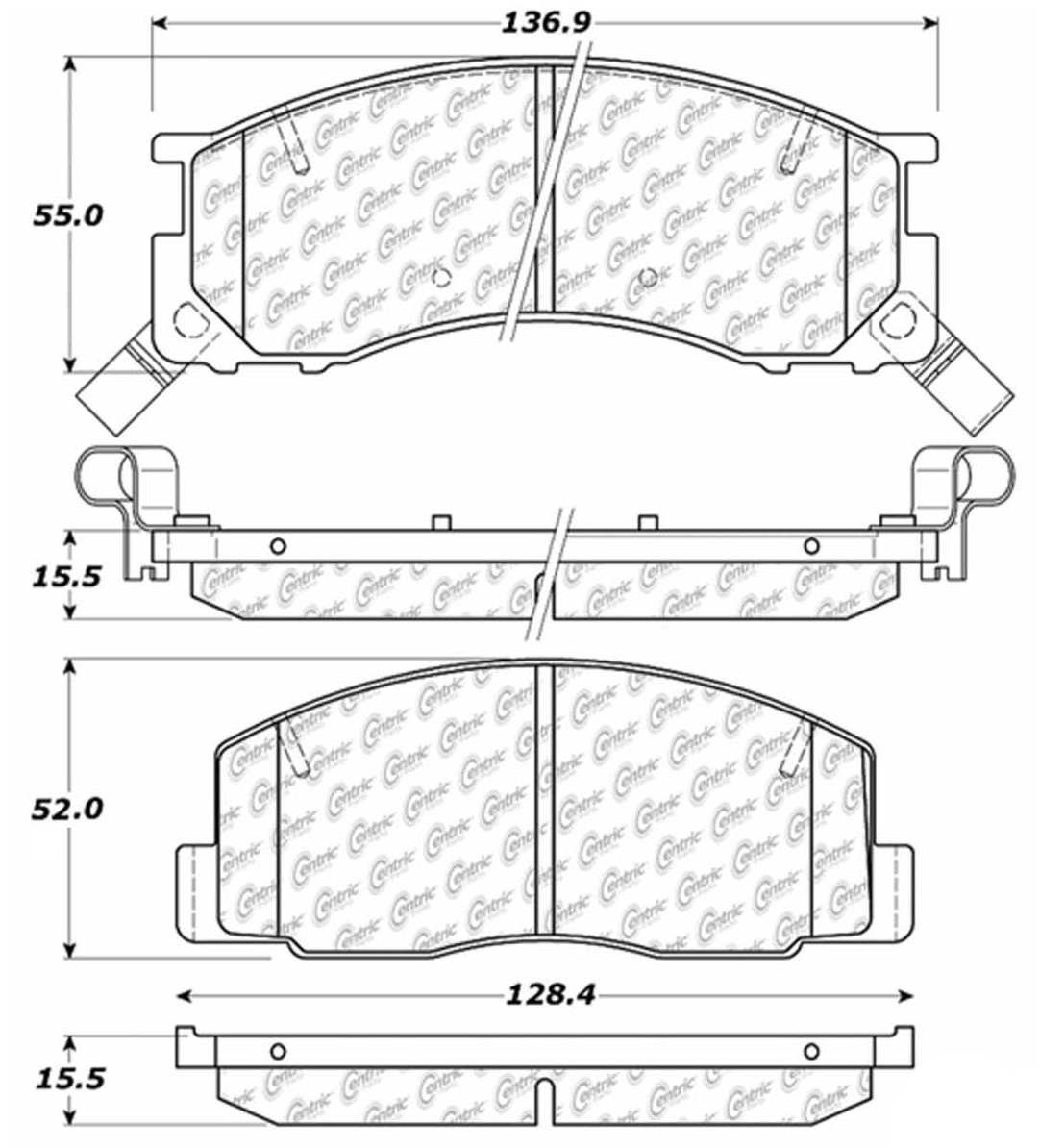 Centric Parts Disc Brake Pad Set C-Tek Ceramic with Shims for 1991-1996 Toyota Previa 103.05000