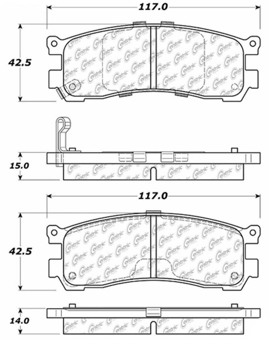 Centric Parts Disc Brake Pad Set C-Tek Ceramic with Shims for 1992-1995 Mazda 929 2002-1995 Millenia 1993-1998 MPV 103.05530