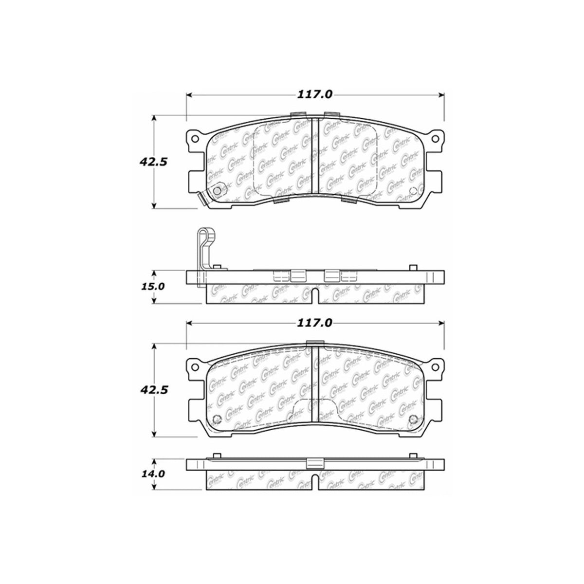 Centric Parts Disc Brake Pad Set C-Tek Ceramic with Shims for 1992-1995 Mazda 929 2002-1995 Millenia 1993-1998 MPV 103.05530