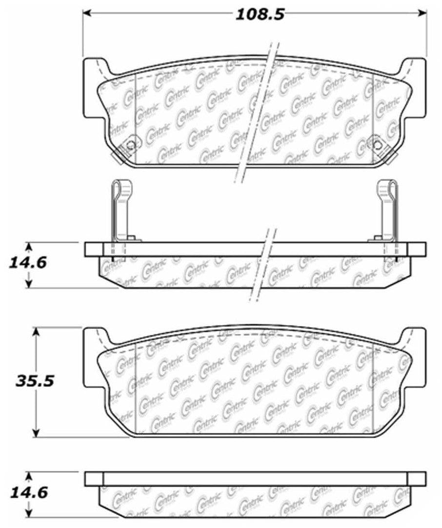 Centric Parts Disc Brake Pad Set Advanced Ceramic Compounds with Noise‑Reducing Shims 103.05880