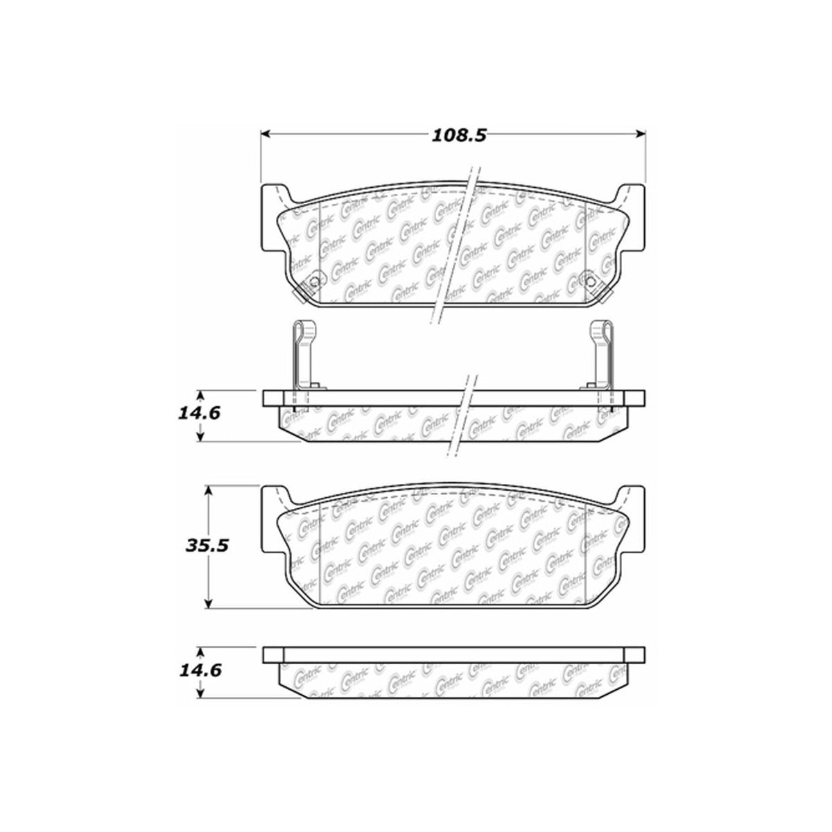 Centric Parts Disc Brake Pad Set Advanced Ceramic Compounds with Noise‑Reducing Shims 103.05880