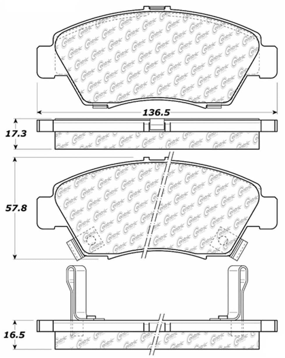 Centric Parts Disc Brake Pad Set Ceramic with Shims for 2002-2006 Acura RSX, 1993-1995 Honda Civic