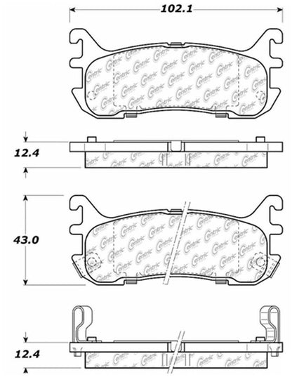Centric Parts Disc Brake Pad Set C-Tek Ceramic with Shims for 2003-1997 Ford Escort, 1997-1994 Mazda Miata, 2002-1999 Miata, 1998-1995 Protege, 1999-1997 Mercury Tracer 103.06360