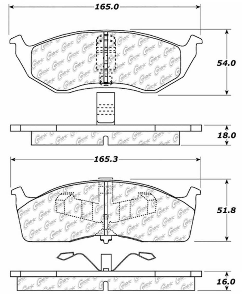 Centric Parts Disc Brake Pad Set Ceramic with Shims for 2000-2005 Chrysler Neon, Dodge Neon, Plymouth Neon 103.06420