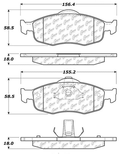 Centric Parts Disc Brake Pad Set Ceramic with Shims for 1995-2000 Ford Contour Mystique 2002-1999 Mercury Cougar 103.06480