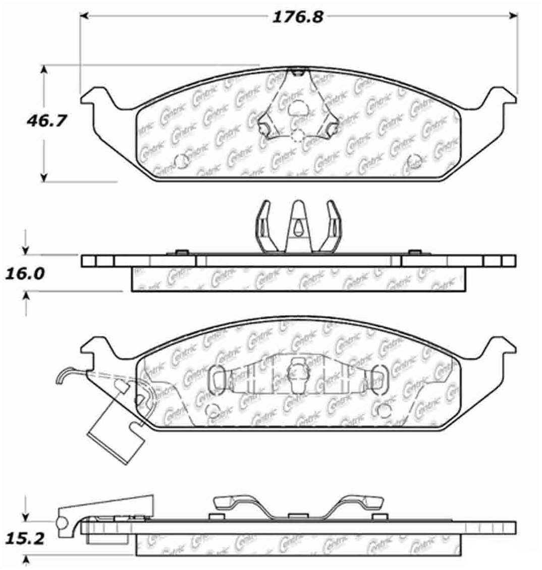 Centric Parts Disc Brake Pad Set C-Tek Ceramic with Shims for 2000-1995 Chrysler Cirrus, Sebring, Dodge Stratus, Plymouth Breeze 103.06500
