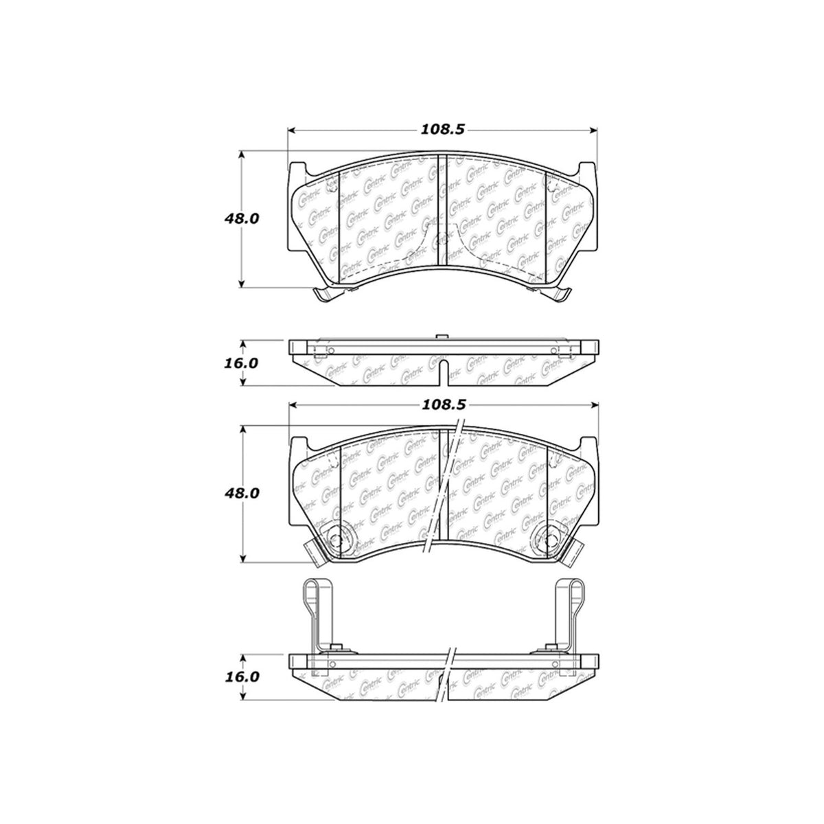 Centric Parts Disc Brake Pad Set Ceramic with Shims for 1995-2000 Nissan 200SX Lucino Sentra 103.06680