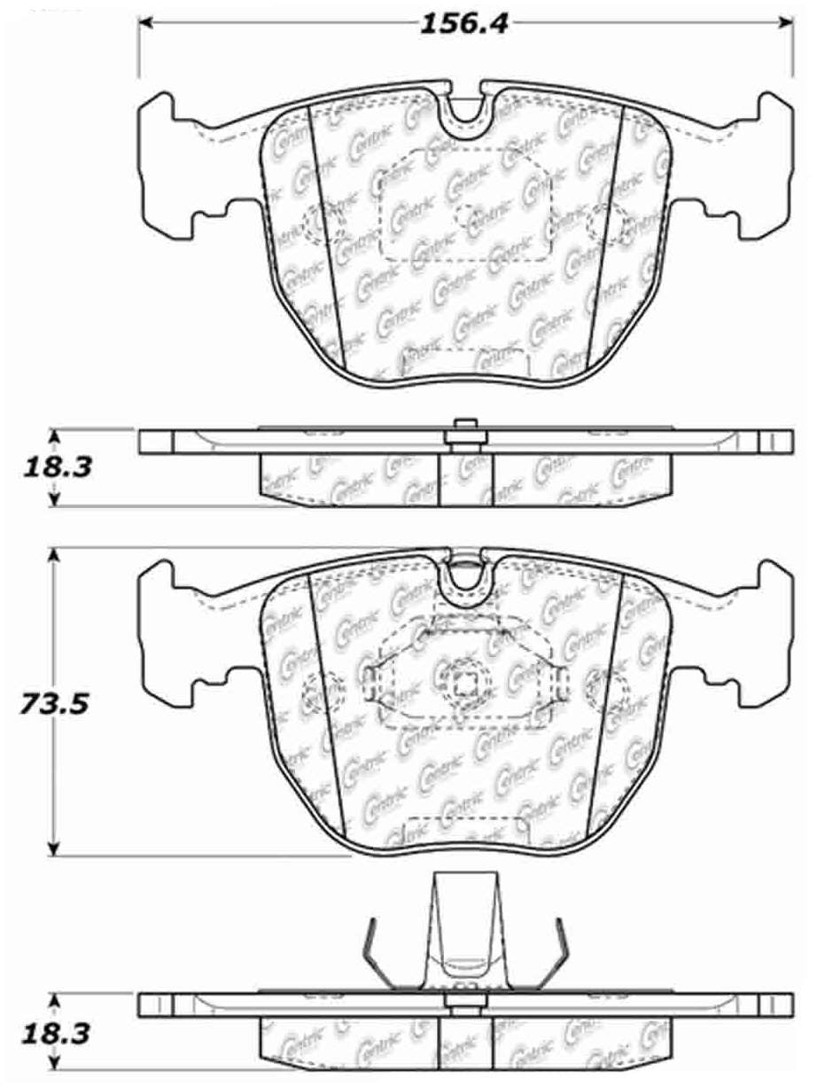 Centric Parts Disc Brake Pad Set C-Tek Ceramic with Shims for BMW 530i 2003-2001, 540i 2003-1997, 740i 1995, 740i 2001-1997, 740iL 2001-1995, M5 2003-2000, X5 2006-2000, Land Rover Range Rover 2005-2003 103.06810